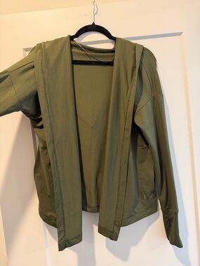 Nike Olive Green Dri-FIT Open-Front Hooded Jacket